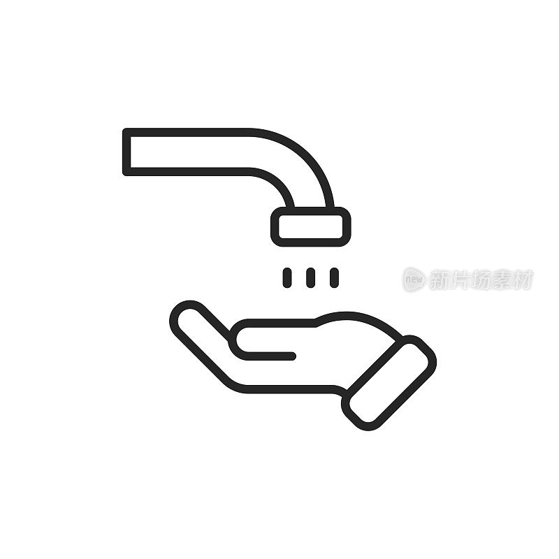 Hand Washing, Hygiene Line Icon. Editable Stroke. Pixel Perfect. For Mobile and Web.